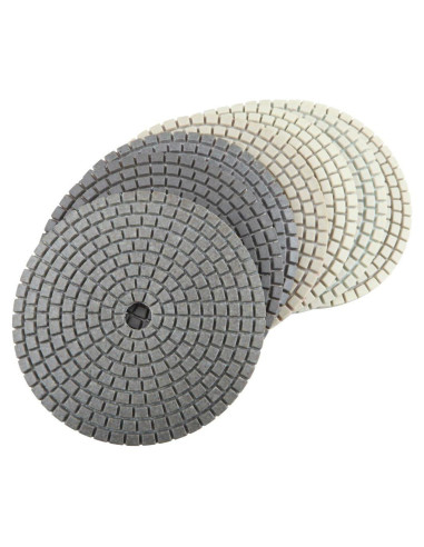 Juego de 7 almohadillas de pulido seco DAMO para mármol y granito