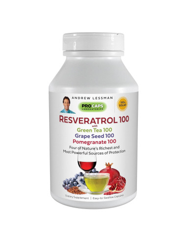 ANDREW LESSMAN Resveratrol 100mg con Té Verde y Granada - 30 Cápsulas