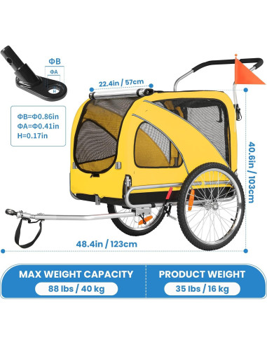 Remolque de Bicicleta Sepnine para Mascotas hasta 40 kg