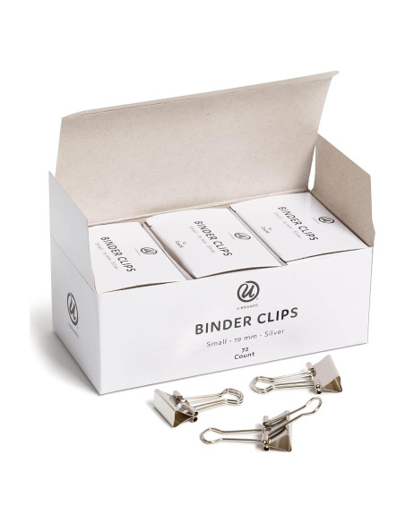 Clips de Carpeta Pequeños U Brands Plata 19mm 72 Unidades