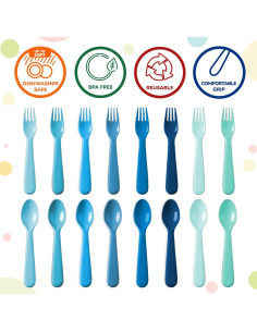 Juego de Utensilios para Niños 16 Piezas Plaskidy Azul 2