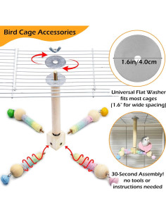 Juguete de Percha para Aves Jevnd con Campanas y Rueda S 2