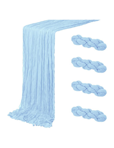 Caminos de Mesa de Gasa Azul Bebé 4 Piezas 20x120 cm