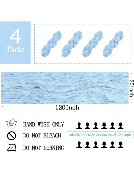 Caminos de Mesa de Gasa Azul Bebé 4 Piezas 20x120 cm