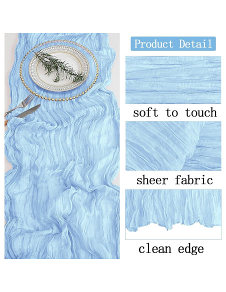 Caminos de Mesa de Gasa Azul Bebé 4 Piezas 20x120 cm