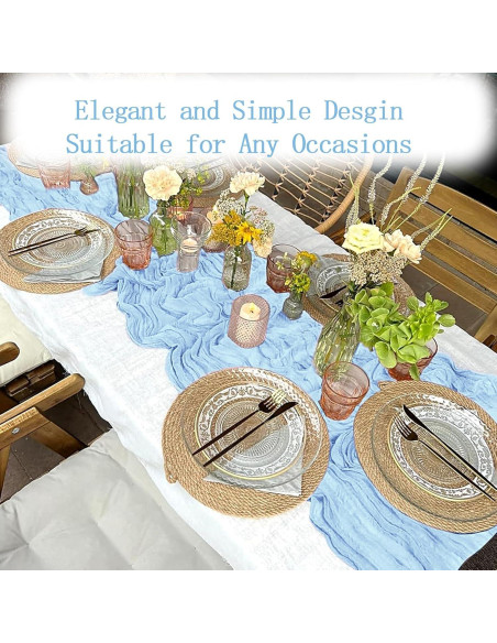 Caminos de Mesa de Gasa Azul Bebé 4 Piezas 20x120 cm