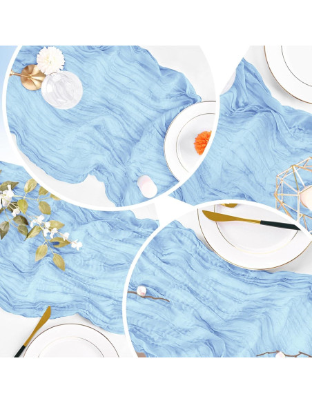 Caminos de Mesa de Gasa Azul Bebé 4 Piezas 20x120 cm