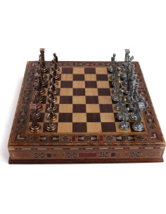 Juego de Ajedrez Antiguo de Metal Cobre Británico 8.5cm 2