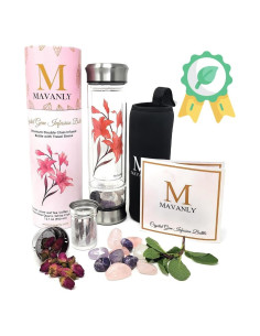 Botella de Agua de Vidrio Mavanly Doble Pared 0.34L con Cristales