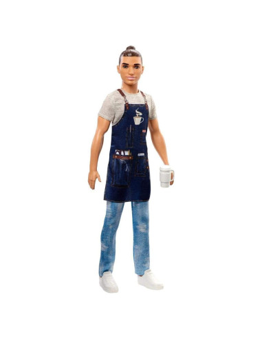 Muñeco Ken Barista Mattel FXP03 - 30.5 cm, Accesorios de Café