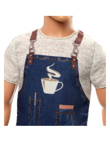 Muñeco Ken Barista Mattel FXP03 - 30.5 cm, Accesorios de Café