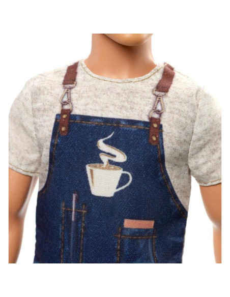 Muñeco Ken Barista Mattel FXP03 - 30.5 cm, Accesorios de Café