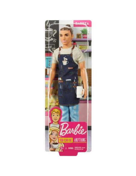 Muñeco Ken Barista Mattel FXP03 - 30.5 cm, Accesorios de Café