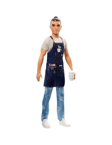 Muñeco Ken Barista Mattel FXP03 - 30.5 cm, Accesorios de Café