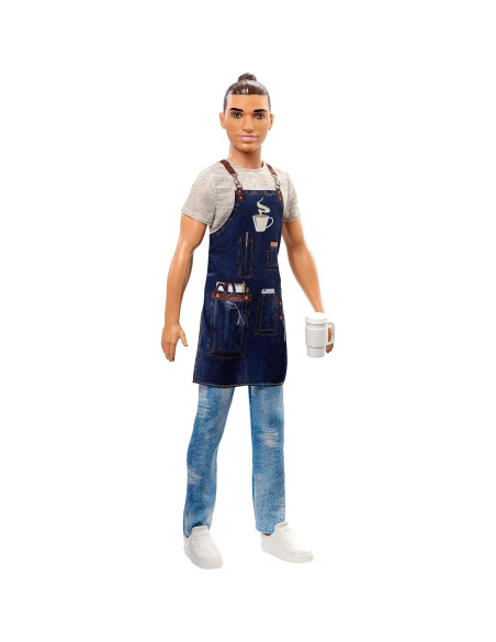 Muñeco Ken Barista Mattel FXP03 - 30.5 cm, Accesorios de Café