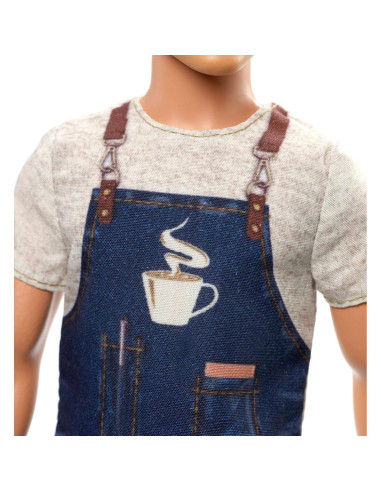 Muñeco Ken Barista Mattel FXP03 - 30.5 cm, Accesorios de Café