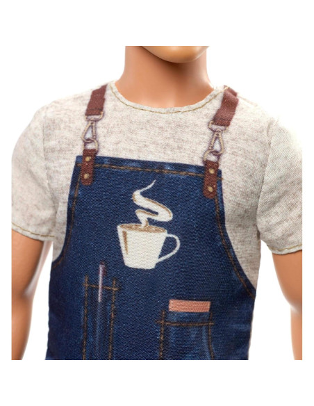 Muñeco Ken Barista Mattel FXP03 - 30.5 cm, Accesorios de Café