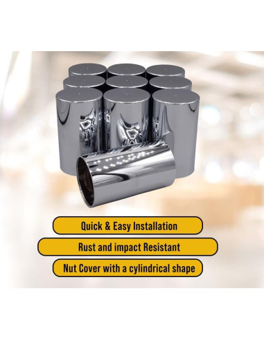 Cubiertas de Tuercas de Llantas Mytee 10 Pcs 33mm Cromadas