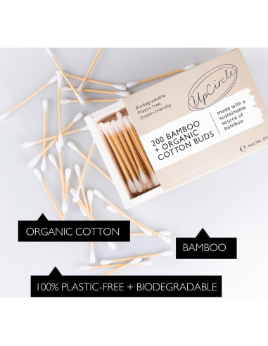 Bastones de Algodón de Bambú UpCircle - 200 Unidades - Sostenibles
