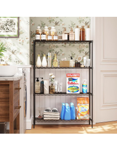 Estantería de Almacenamiento 4 Niveles FDW 90x34x137 cm Negra 2