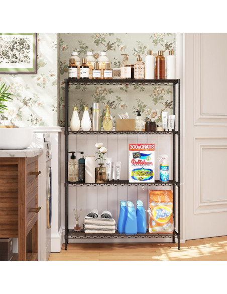 Estantería de Almacenamiento 4 Niveles FDW 90x34x137 cm Negra