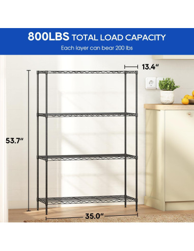 Estantería de Almacenamiento 4 Niveles FDW 90x34x137 cm Negra