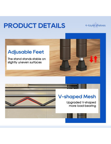 Estantería de Almacenamiento 4 Niveles FDW 90x34x137 cm Negra