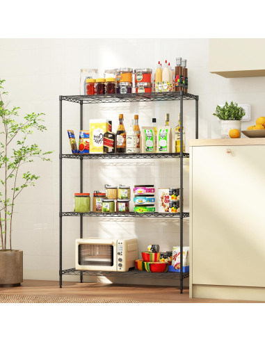 Estantería de Almacenamiento 4 Niveles FDW 90x34x137 cm Negra