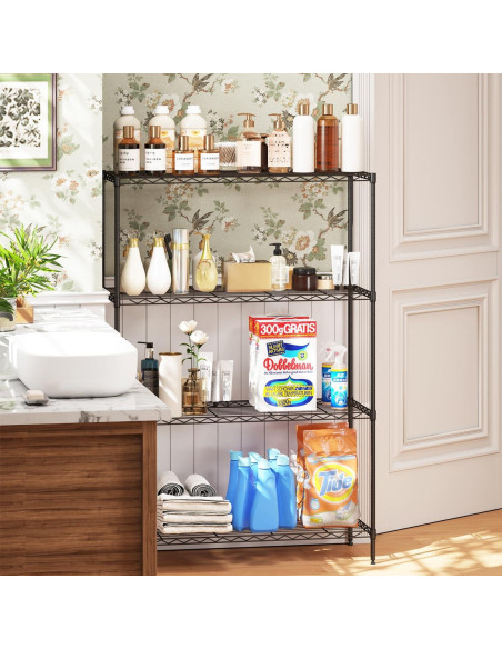 Estantería de Almacenamiento 4 Niveles FDW 90x34x137 cm Negra