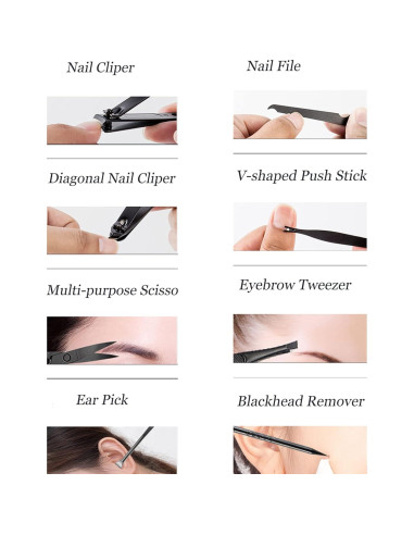 Kit de Manicura y Pedicura 8 en 1 Kockock Acero Inoxidable