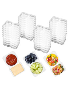 20 Contenedores de Snack Reutilizables VTM con Tapa y 2 Compartimentos