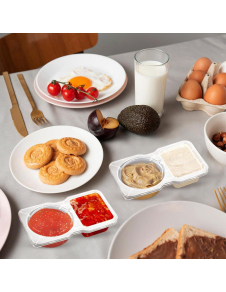 20 Contenedores de Snack Reutilizables VTM con Tapa y 2 Compartimentos