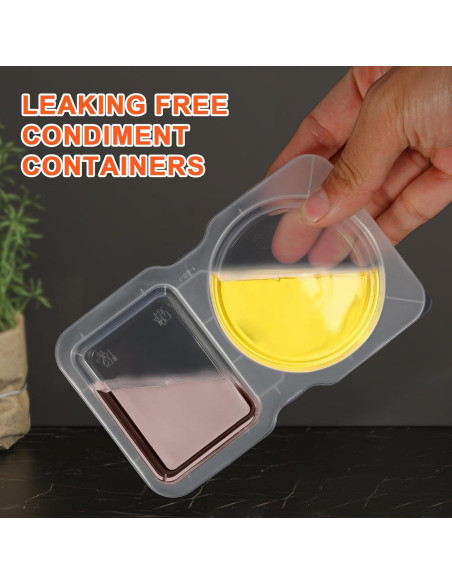 20 Contenedores de Snack Reutilizables VTM con Tapa y 2 Compartimentos