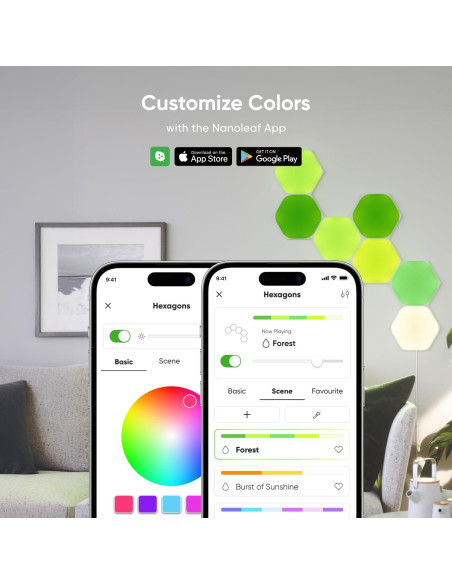 Luces de Pared LED Nanoleaf Shapes Kit Smarter Hexágonos 7 Pack