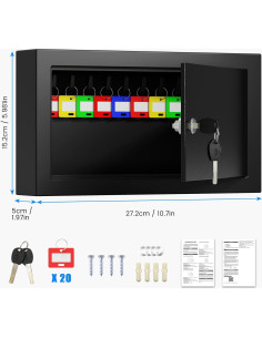 Caja de Llaves Oepmoc 20 Posiciones Montada en Pared Negra 2