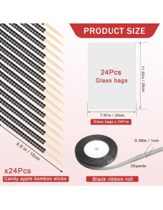 Kit de Palitos de Manzana de Caramelo Anglecai 24 Pcs 2