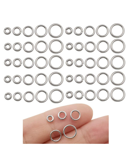 WOCRAFT 1000 Anillas de Salto Acero Inoxidable 4-8mm Joyería