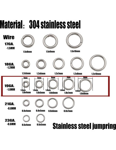 WOCRAFT 1000 Anillas de Salto Acero Inoxidable 4-8mm Joyería