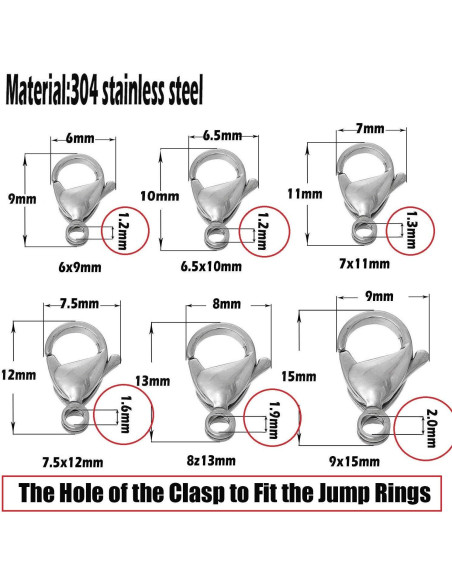 WOCRAFT 1000 Anillas de Salto Acero Inoxidable 4-8mm Joyería