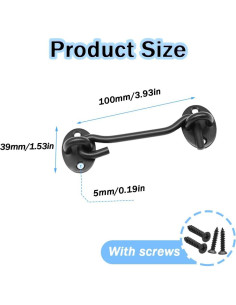 Paquete de 2 Ganchos y Ojos de Privacidad Yosawa 100mm Negro 2