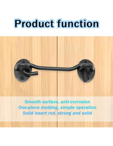 Paquete de 2 Ganchos y Ojos de Privacidad Yosawa 100mm Negro