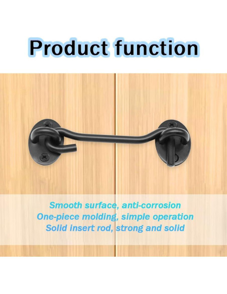 Paquete de 2 Ganchos y Ojos de Privacidad Yosawa 100mm Negro