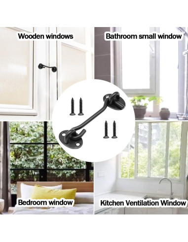 Paquete de 2 Ganchos y Ojos de Privacidad Yosawa 100mm Negro