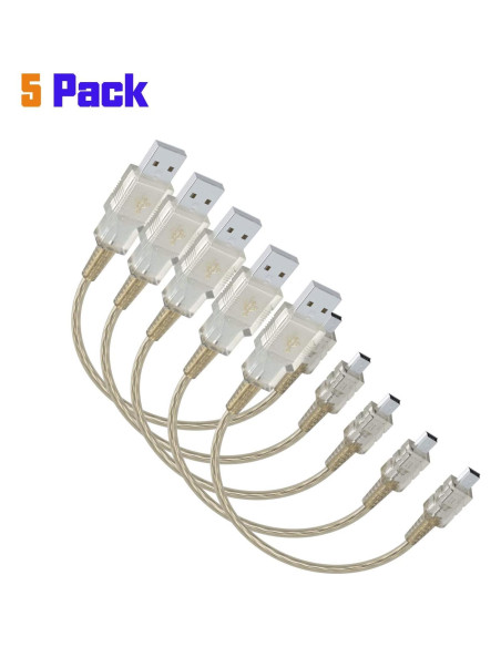 Cable USB 2.0 BolAAzuL Mini B 5 Pines 19cm Paquete de 5