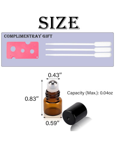 30 Botellas de Vidrio Ámbar 1ml con Rodillo RAMFIYN - A Prueba de Fugas