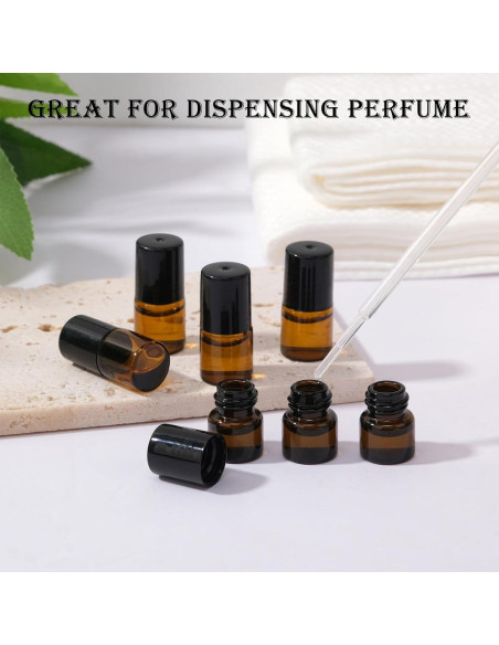 30 Botellas de Vidrio Ámbar 1ml con Rodillo RAMFIYN - A Prueba de Fugas