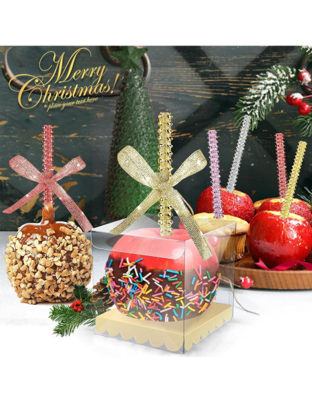 Paquete de 24 Palitos de Bambú Brillantes para Manzanas de Caramelo