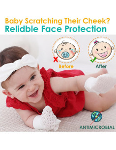 Manoplas Antirrasguños para Bebé Niña 0-6 Meses - 6 Pares 2