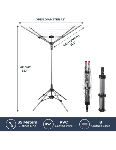 Tenderete de Ropa Portátil STO STO 25m Ajustable y Plegable
