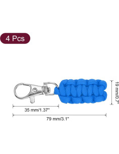 Tiradores de Cremallera Paracord uxcell 4 Piezas 79 mm Azul 2